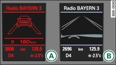 Kombiinstrument: lane assist eingeschaltet, aber nicht warnbereit